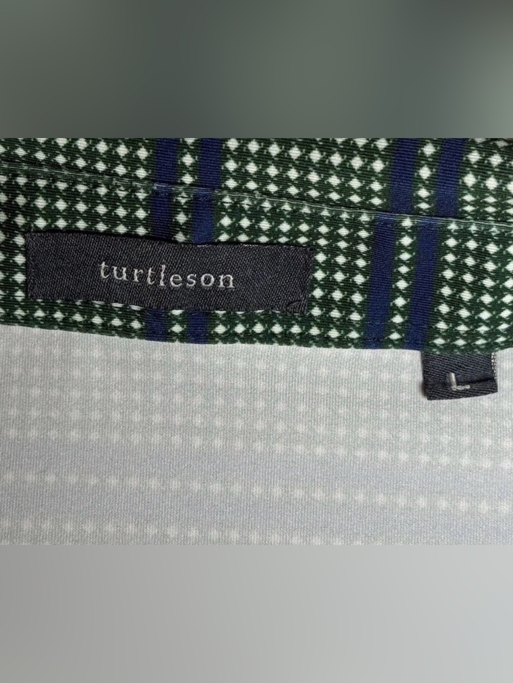 Turtleson Men's L Green Blue White Geometric Golf Polo Shirt Stoneridge Naples - Picture 5 of 12